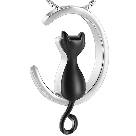The "Purrfect Guardian" | Cat Silhouette Memorial Necklace for Ashes or Hair | Lovenary