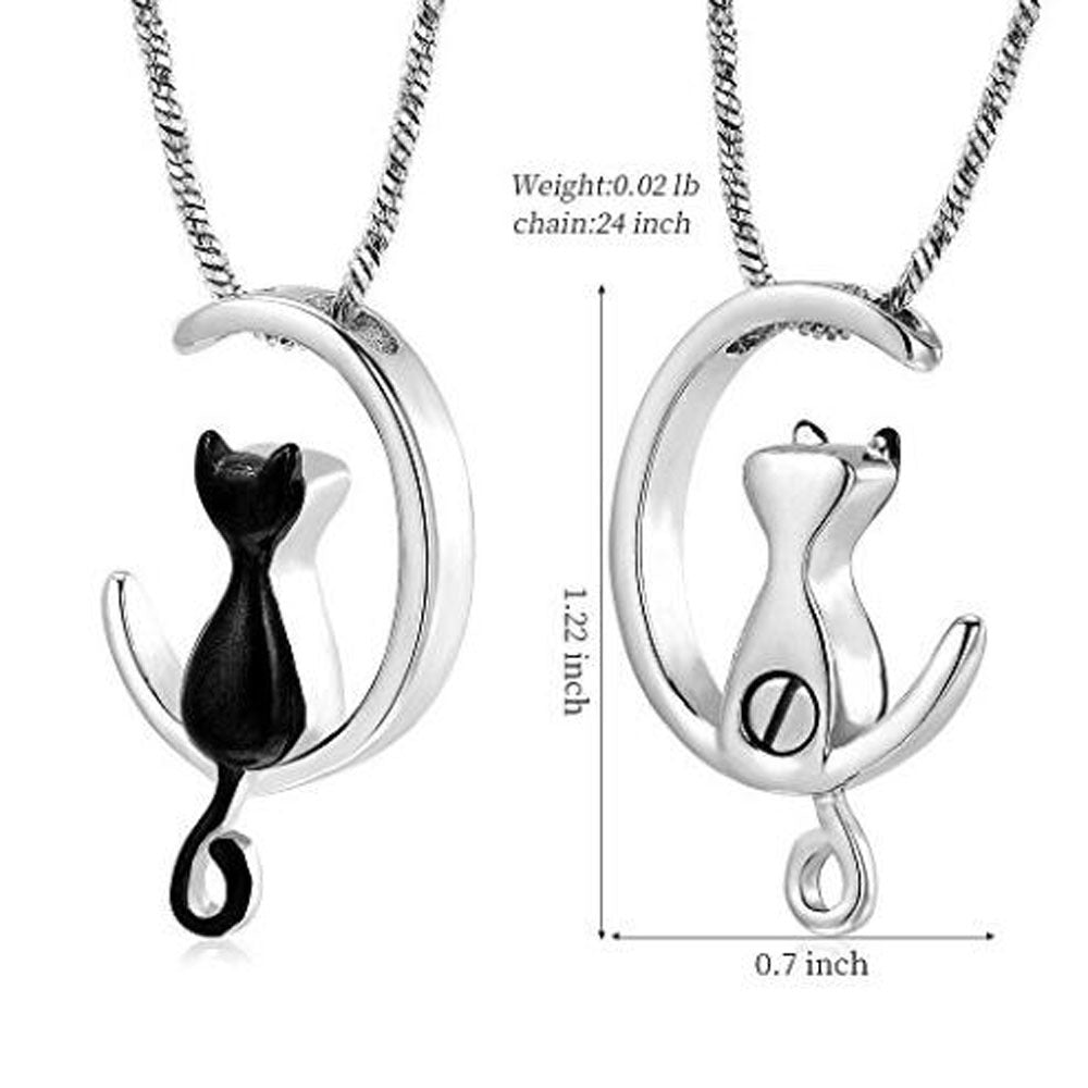 The "Purrfect Guardian" | Cat Silhouette Memorial Necklace for Ashes or Hair | Lovenary