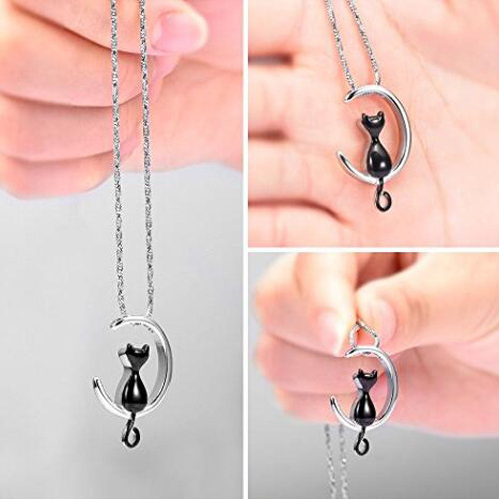 The "Purrfect Guardian" | Cat Silhouette Memorial Necklace for Ashes or Hair | Lovenary
