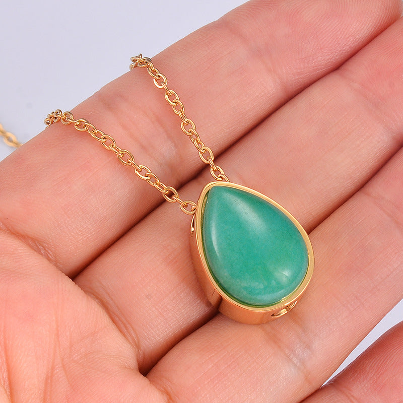 Waterdrop Pet Ashes Necklace, Memorial Jewelry for Cremation Ashes with Gemstone, Keepsake Pendant for Loss of Dog, Cat, Human Loved One