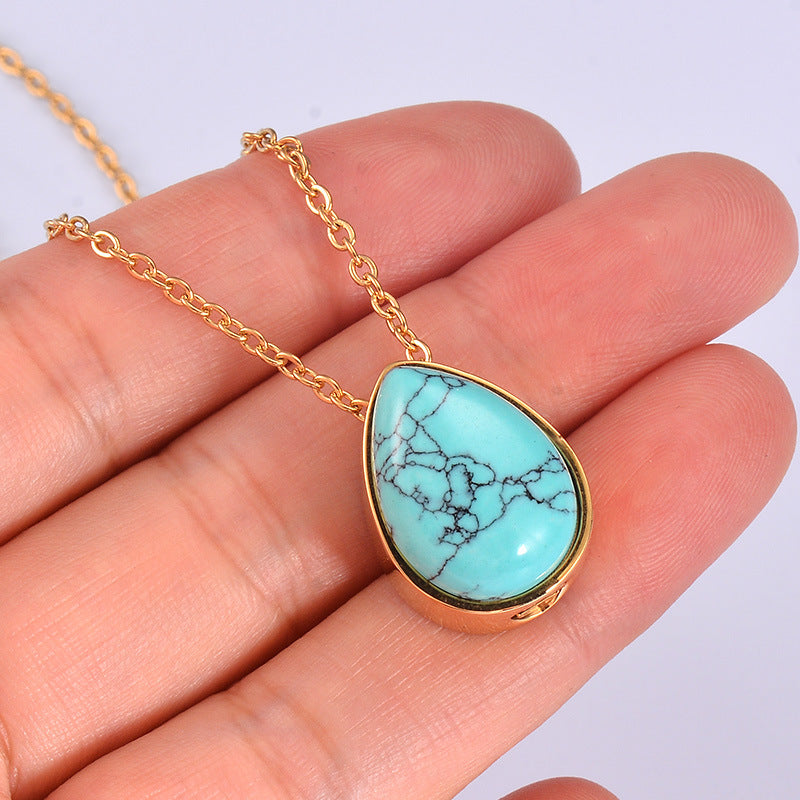 Waterdrop Pet Ashes Necklace, Memorial Jewelry for Cremation Ashes with Gemstone, Keepsake Pendant for Loss of Dog, Cat, Human Loved One