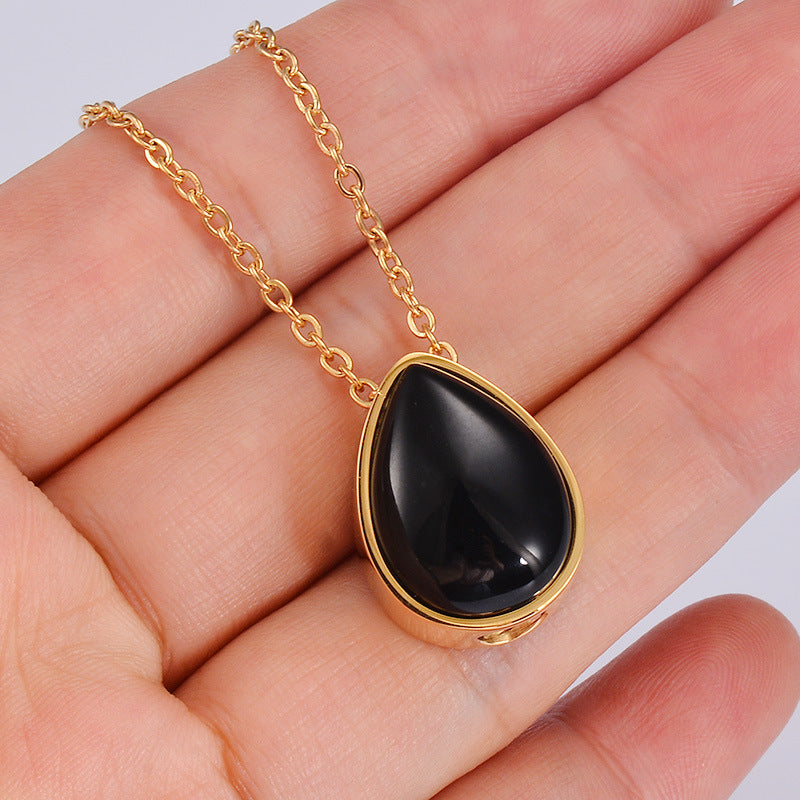 Waterdrop Pet Ashes Necklace, Memorial Jewelry for Cremation Ashes with Gemstone, Keepsake Pendant for Loss of Dog, Cat, Human Loved One