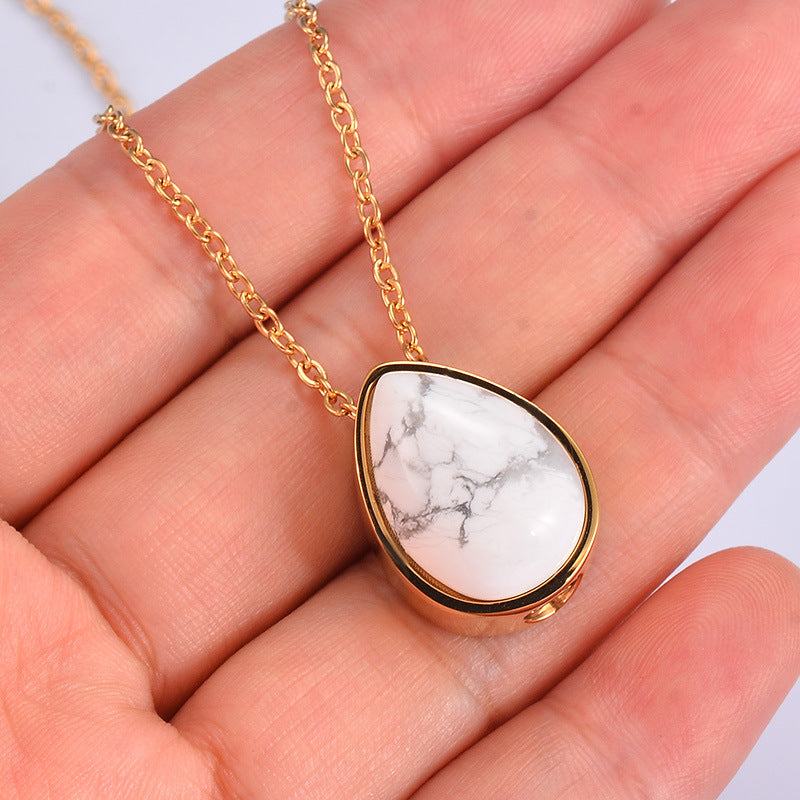 Waterdrop Pet Ashes Necklace, Memorial Jewelry for Cremation Ashes with Gemstone, Keepsake Pendant for Loss of Dog, Cat, Human Loved One