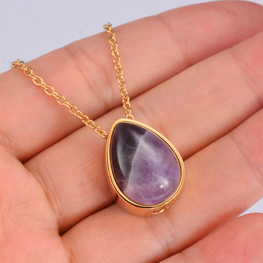 Waterdrop Pet Ashes Necklace, Memorial Jewelry for Cremation Ashes with Gemstone, Keepsake Pendant for Loss of Dog, Cat, Human Loved One