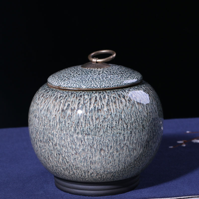 The Celestial Rest | Glossy Blue Ceramic Urn with Stars | Pet Ash Container