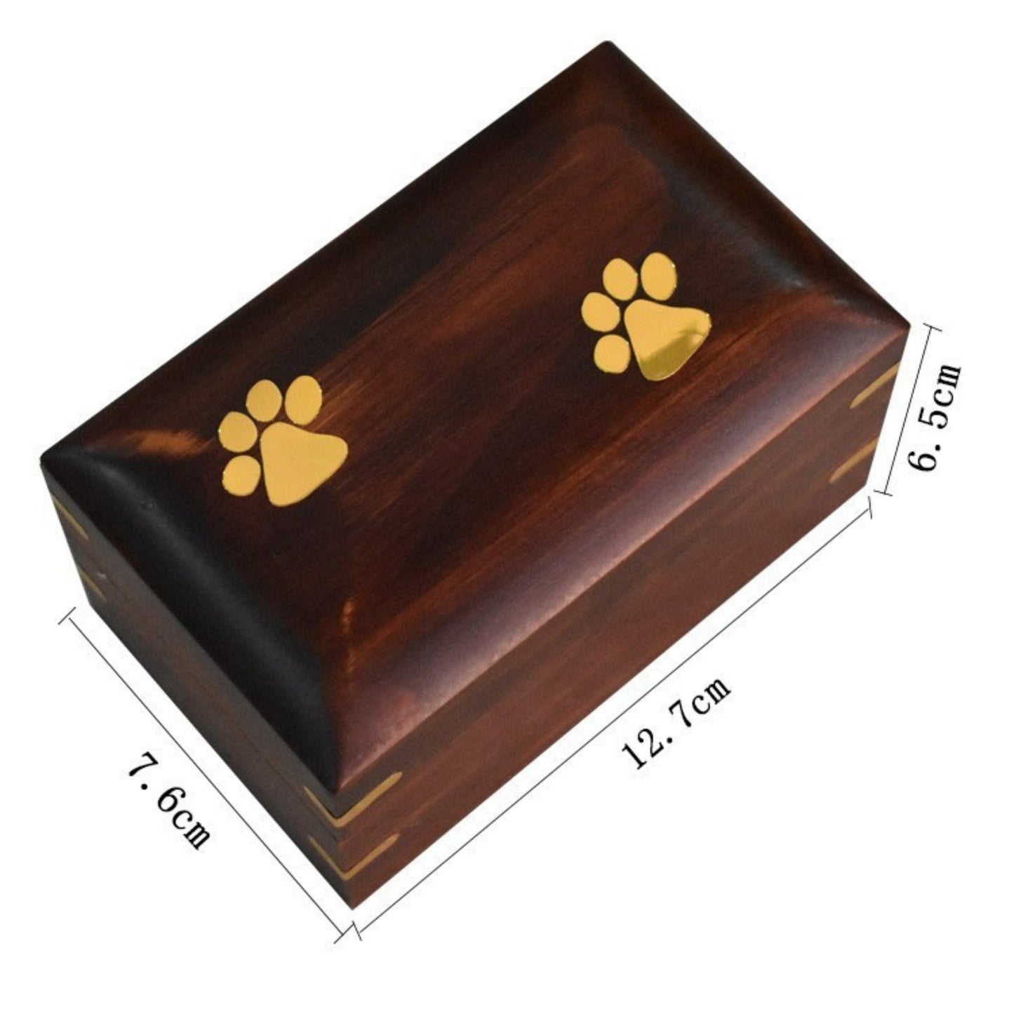 Wood pet urn keepsake box dimensions 12.7cm x 7.6cm x 6.5cm
